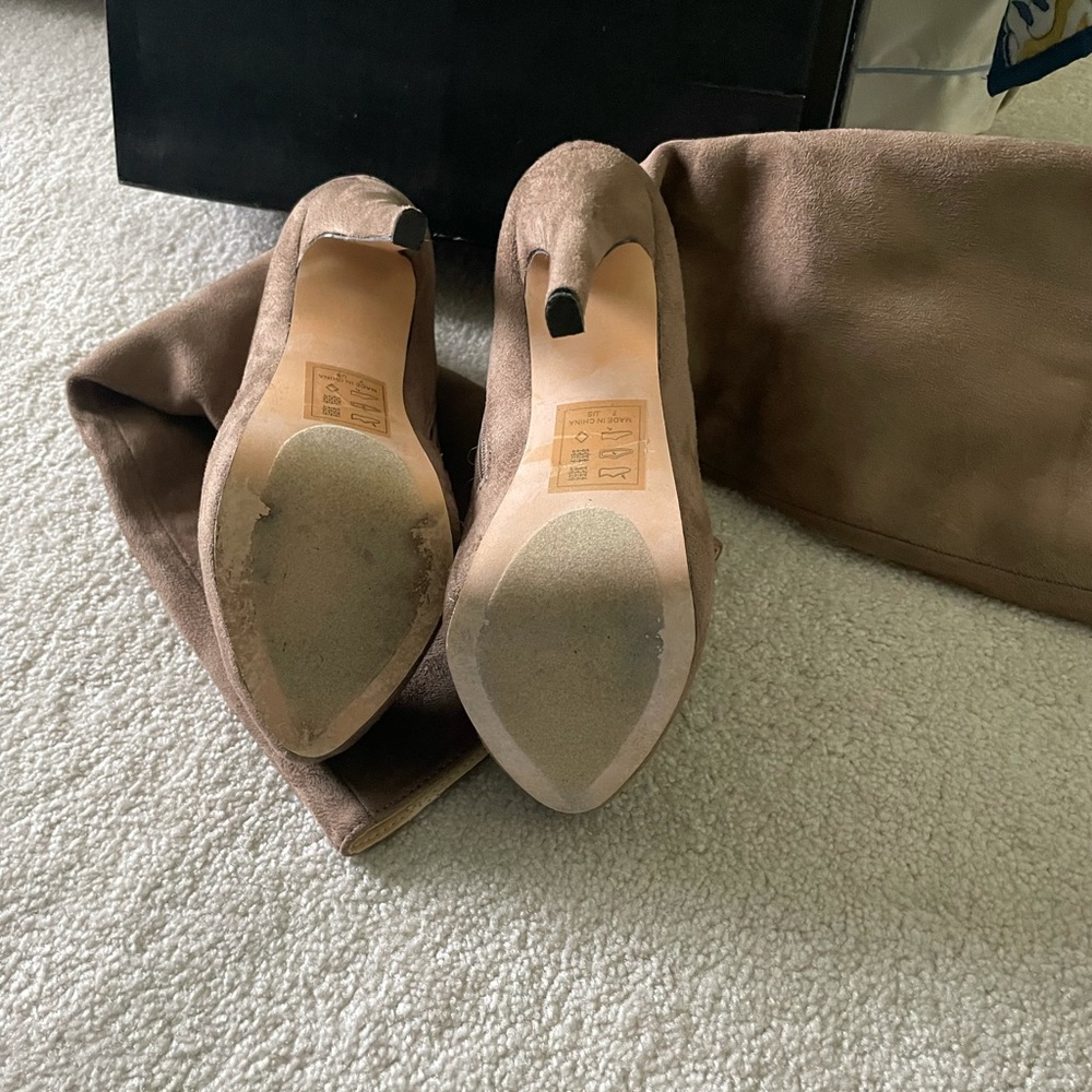 Women's Tan high heel platform boot - Picture 8 of 9